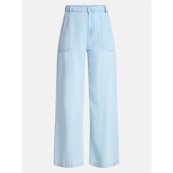 Time and Tru Women's High Rise Draped Utility Jeans, 30" Inseam, Sizes XS-XXXL | Walmart (US)