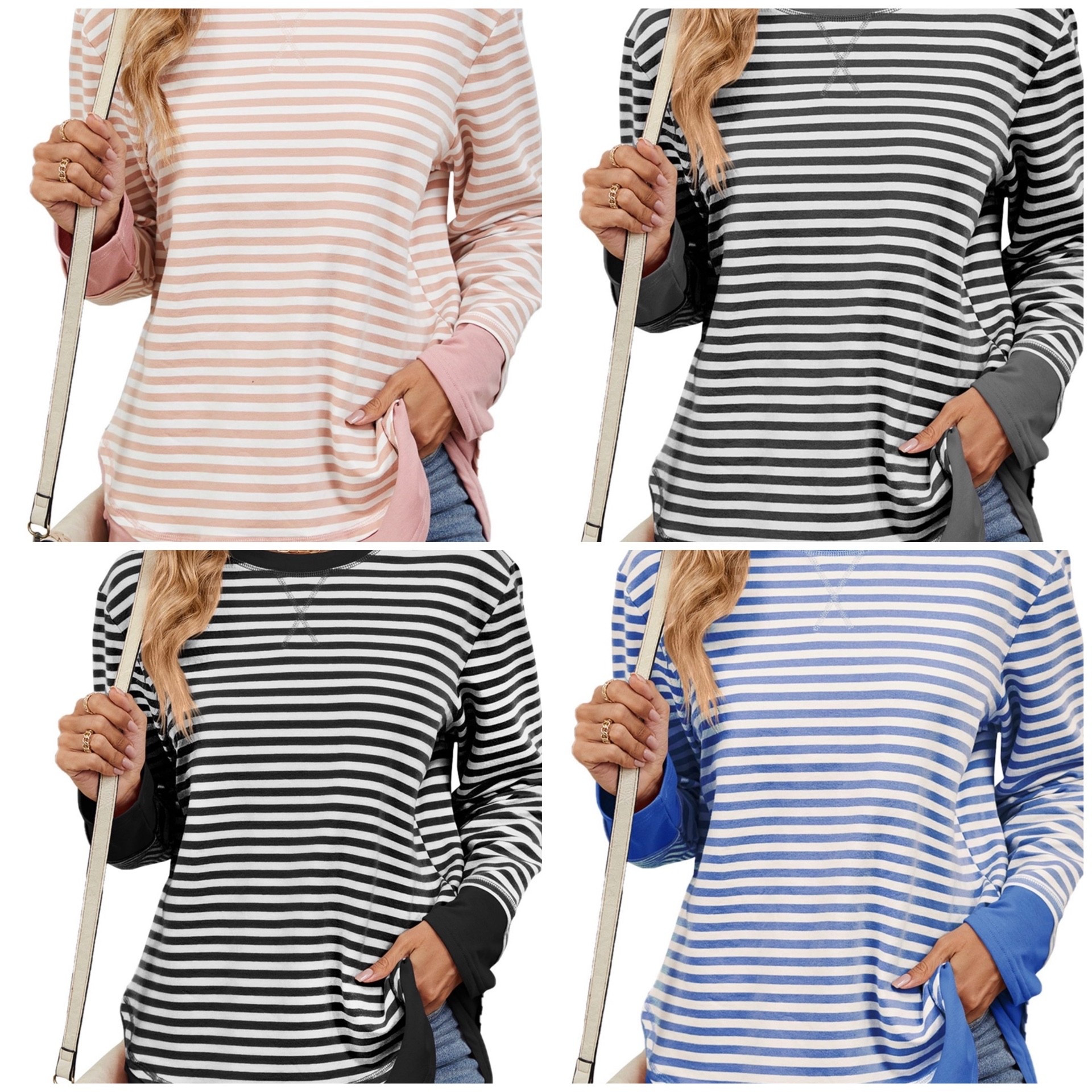 
Classic stripes meet everyday comfort. This soft, lightweight long-sleeve comes in four effortless colorways—blush, charcoal, black, and coastal blue—each designed with contrast cuffs for a relaxed, modern vibe. The fit is loose, cozy, and perfectly drapey with just the right amount of stretch. Easy to pair with denim, leggings, or joggers, it’s the throw-on top that makes running errands, traveling, or lounging feel instantly cute. A casual essential you’ll reach for all year long. 🤍✨

⸻

🔥 High-Converting Hashtags

#amazonfashionfinds #stripedsweater #casualstyleinspo #everydayoutfit #fallandwinterfashion #cozybasics #amazonmusthaves #ltkfashion #ltksalealert #fashionover40 #neutralstyle #comfyclothes #wardrobestaples #outfitinspiration #whattowear #basicnotboring #trendyheidifinds #affordablefashion #cozyoutfits #dailyoutfitideas #amazonfavorites #softandcozy #styleessentials #casualandcute

#LTKdayinmylife #LTKGiftGuide #LTKHoliday