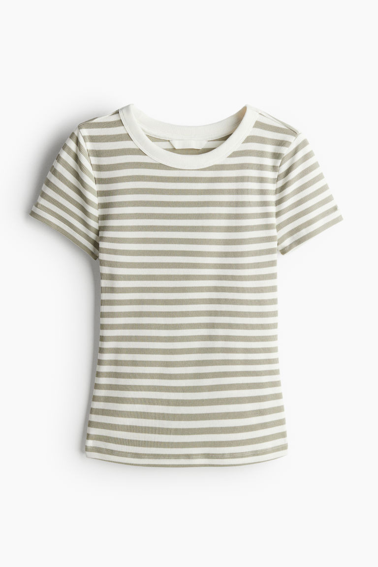 H & M - Ribbed T-shirt - Green | H&M (US + CA)