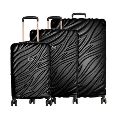 Delsey Paris Alexis Hardside 3-Piece (21""/25""/29"") Expandable Spinner Luggage Set in Black/rose Gold at Nordstrom | Nordstrom