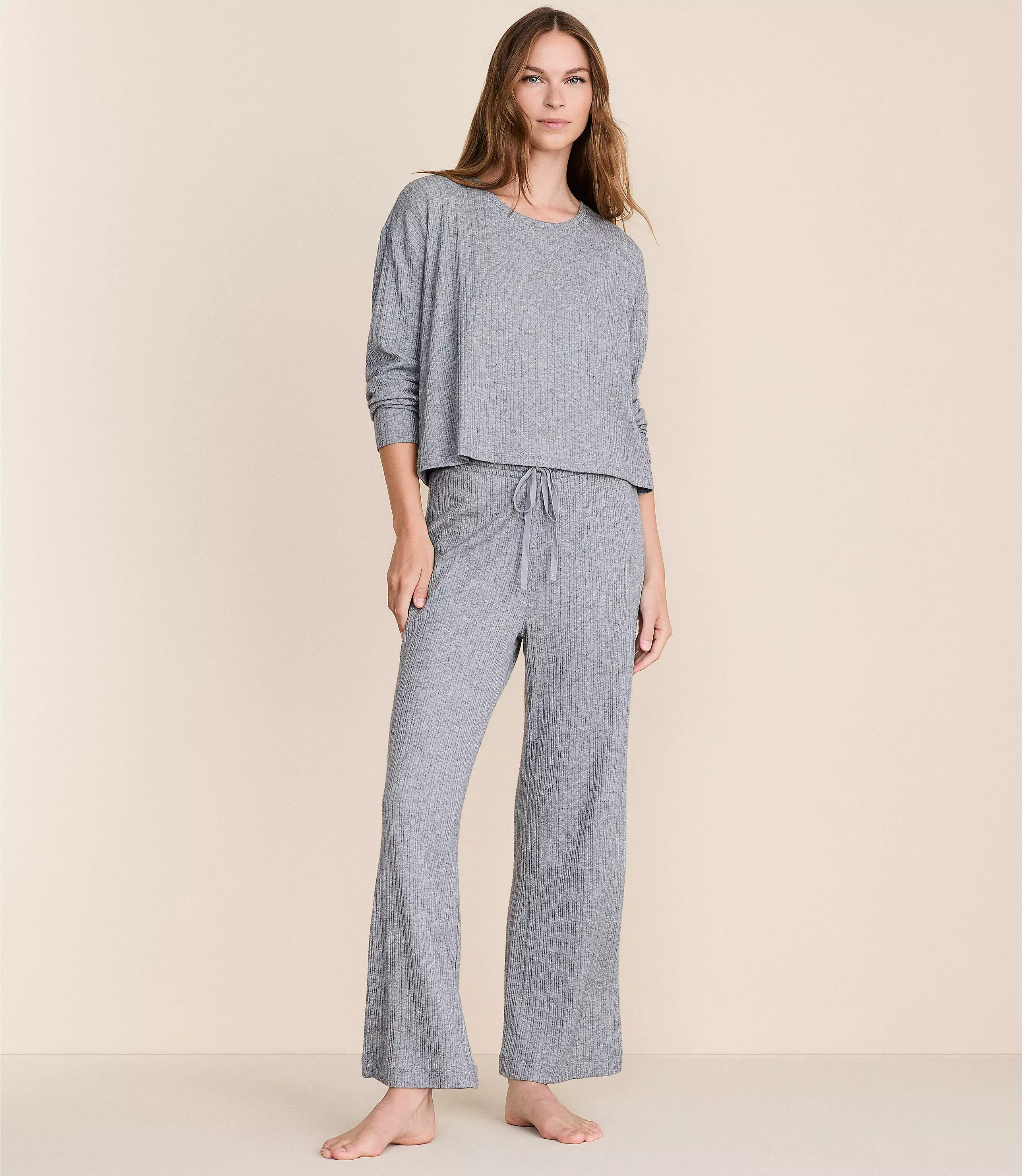 Lou & Grey Heathered Cozy Ribbed Pajama Set | LOFT