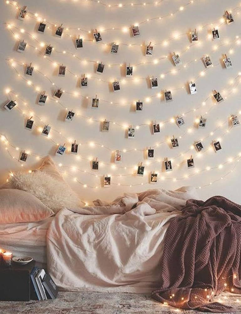 17Ft - 50 LED Fairy String Lights with 50 Clear Clips for Hanging Pictures, Photo String Lights w... | Amazon (US)