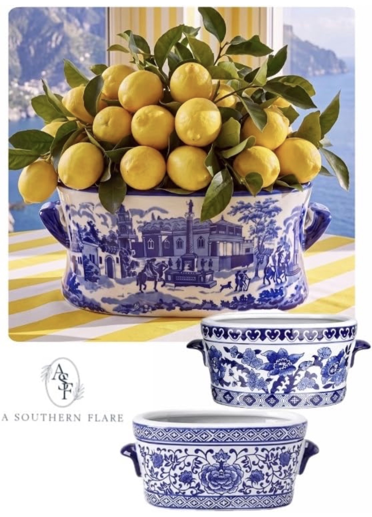 beautiful blue and white ceramic planters, perfect for adding a touch of elegance to your home. #HomeDecor #PlanterPots