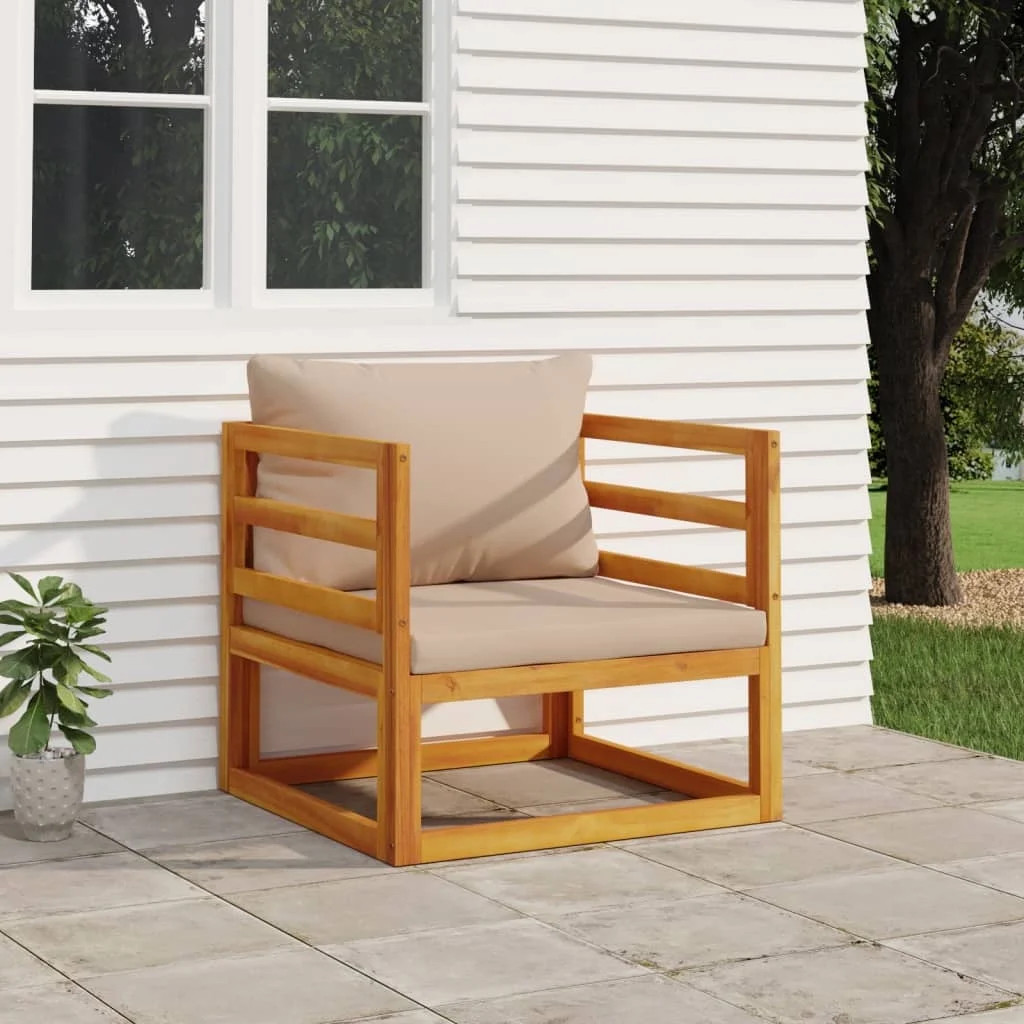 vidaXL Patio Chair with Taupe Cushions Solid Wood Acacia | Walmart (US)