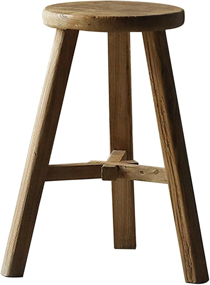 ZJUN - Round Solid Wood Bar Stool with 3 Legs, Simple Dining Chair with Footrest for Kitchen, Mod... | Amazon (US)
