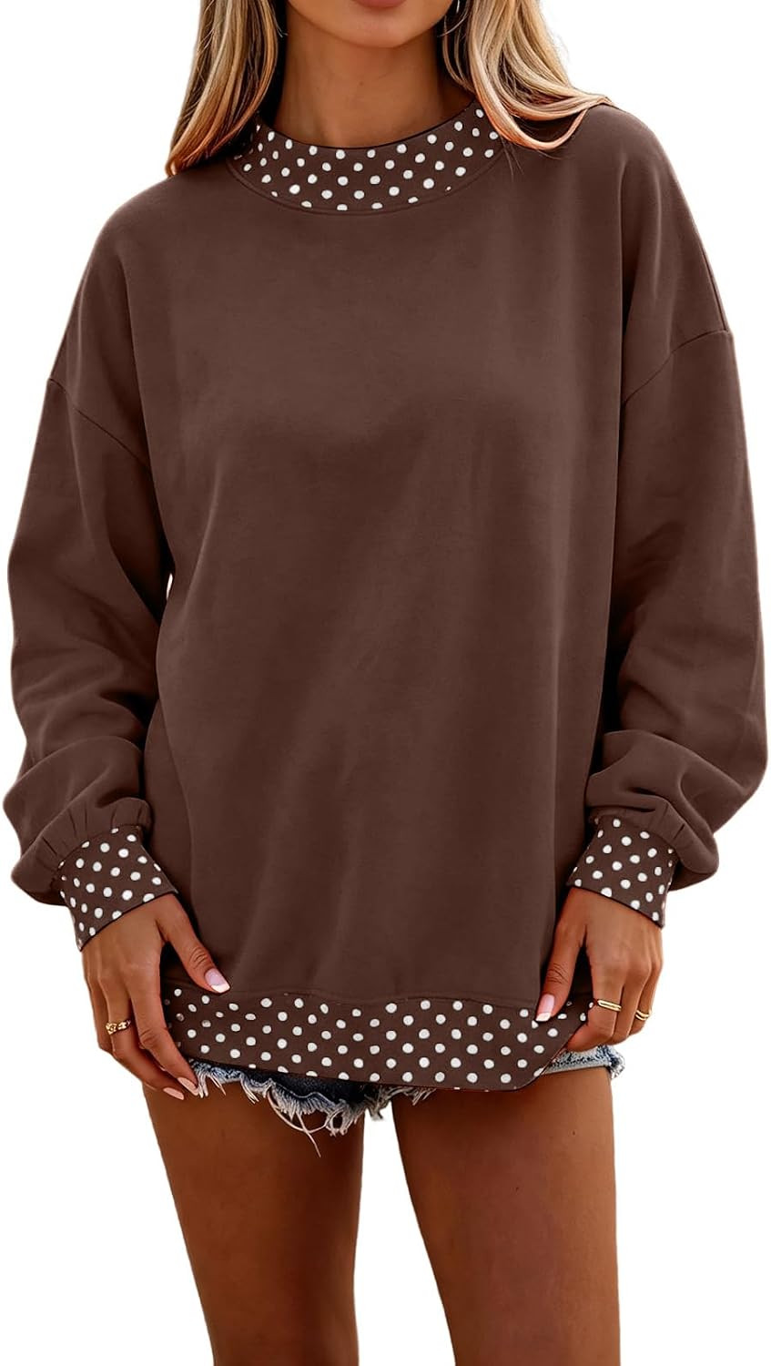 Polka Dot Mock Neck Sweatshirt Women Oversized Cute Fall Baggy Sweatshirt | Amazon (US)