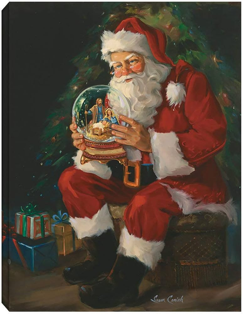 Santa Snow Globe, One 11x14 Hand Stretched Canvas Art by Susan Comish | Amazon (US)