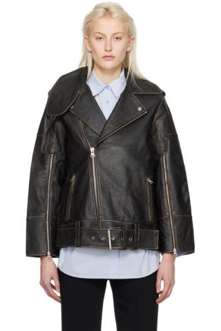 Black Beatrisse Leather Jacket | SSENSE