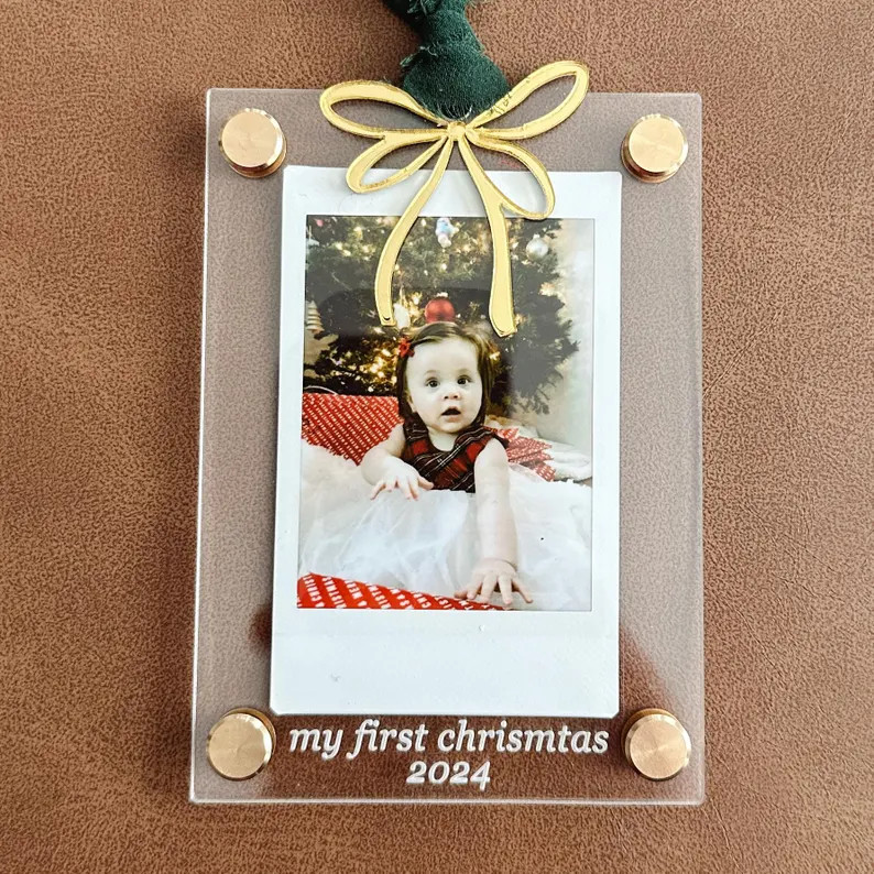 Polaroid Frame Christmas Ornaments, Polaroid Picture, Bow Ornament, Ornament, Personalized, First... | Etsy (US)