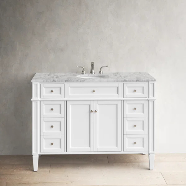 Alfreda 48'' Single Bathroom Vanity with Carrara Marble Top | Wayfair North America