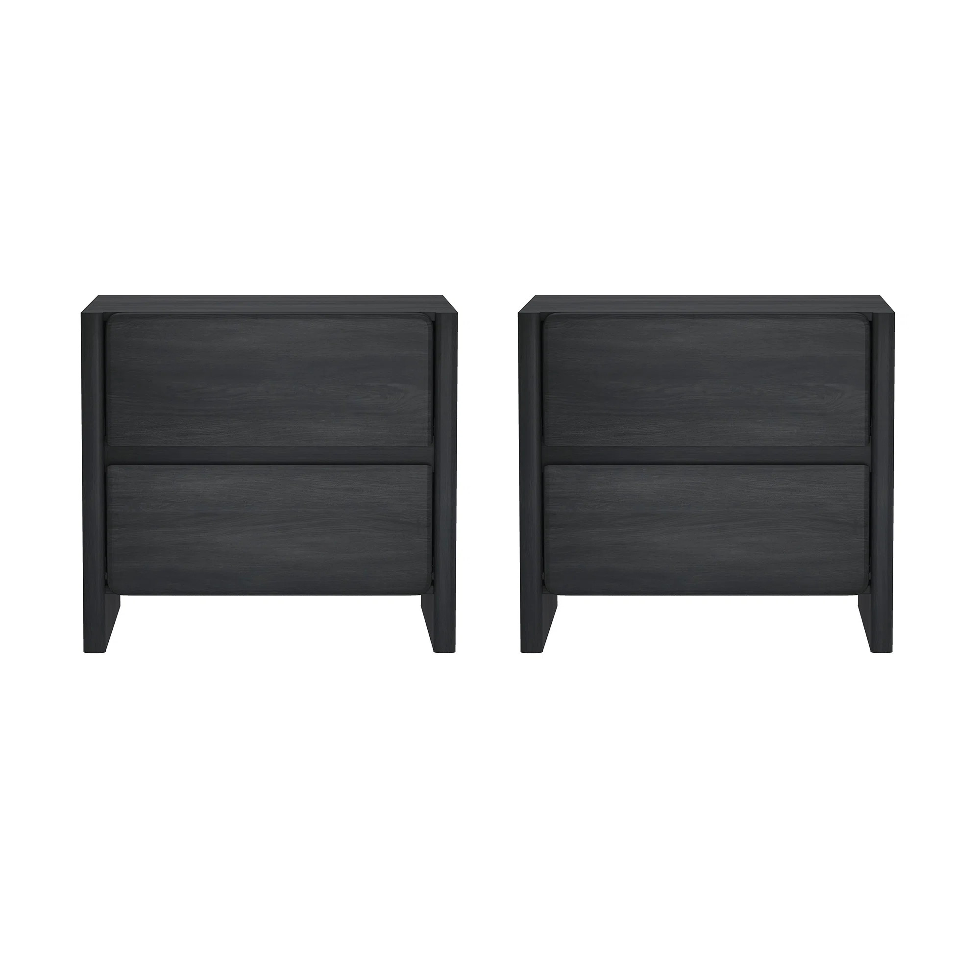 Linda 24" Nightstand with 2 Drawers in Charcoal Gray (Set of 2) | Wayfair North America