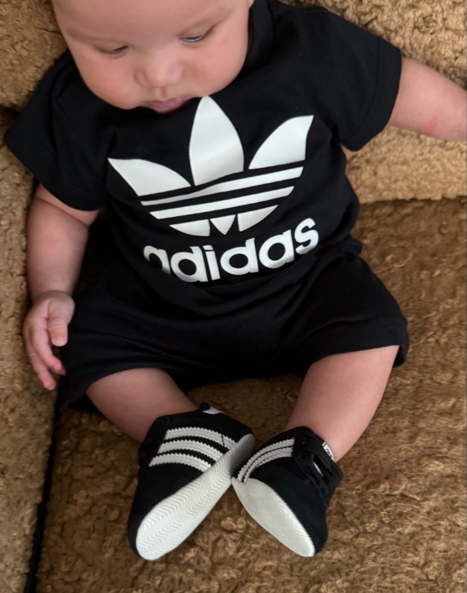 My baby’s cutie little adidas set. He’s wearing 3M at 2 months old #adidasonesie #babyadidas #babyonesie #babyoutfit

#LTKSaleAlert #LTKBaby