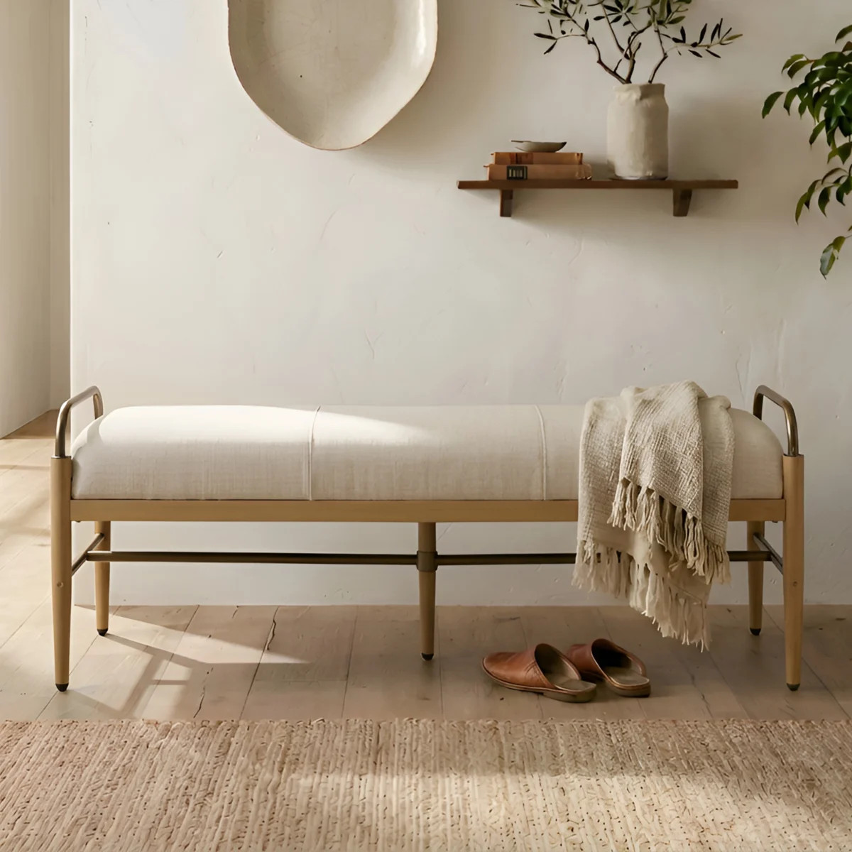 Modern Bench With Metal Frame | Wayfair North America