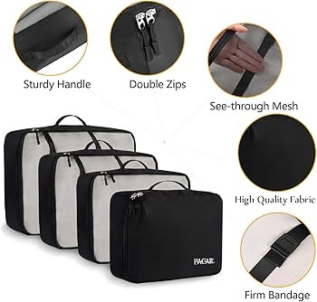 BAGAIL 8 Set Packing Cubes Luggage Packing Organizers for Travel Accessories-Jet Black | Amazon (US)