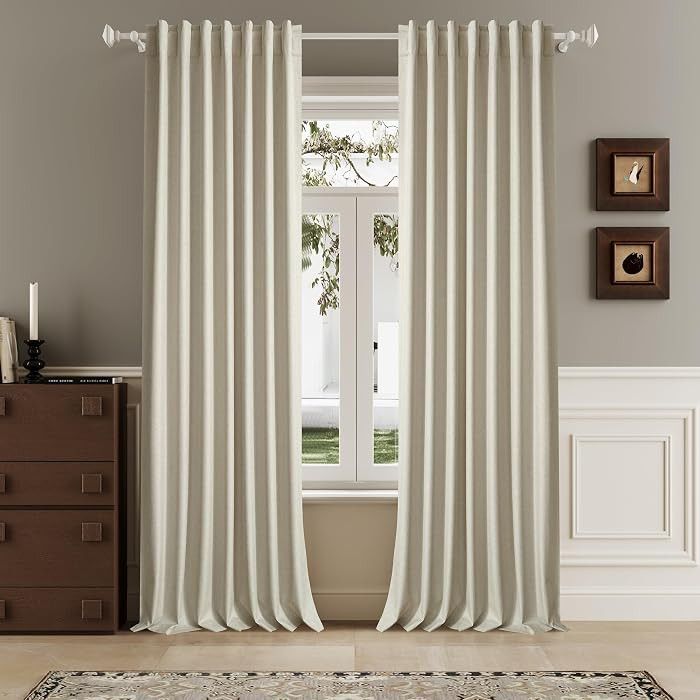DUALIFE Natural Birch Blackout Curtains 102 Inch Length 2 Panels Set for Living Room Bedroom Rod&... | Amazon (CA)