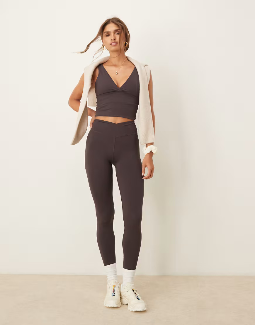 Tala DayFlex wrap leggings in brown | ASOS (Global)