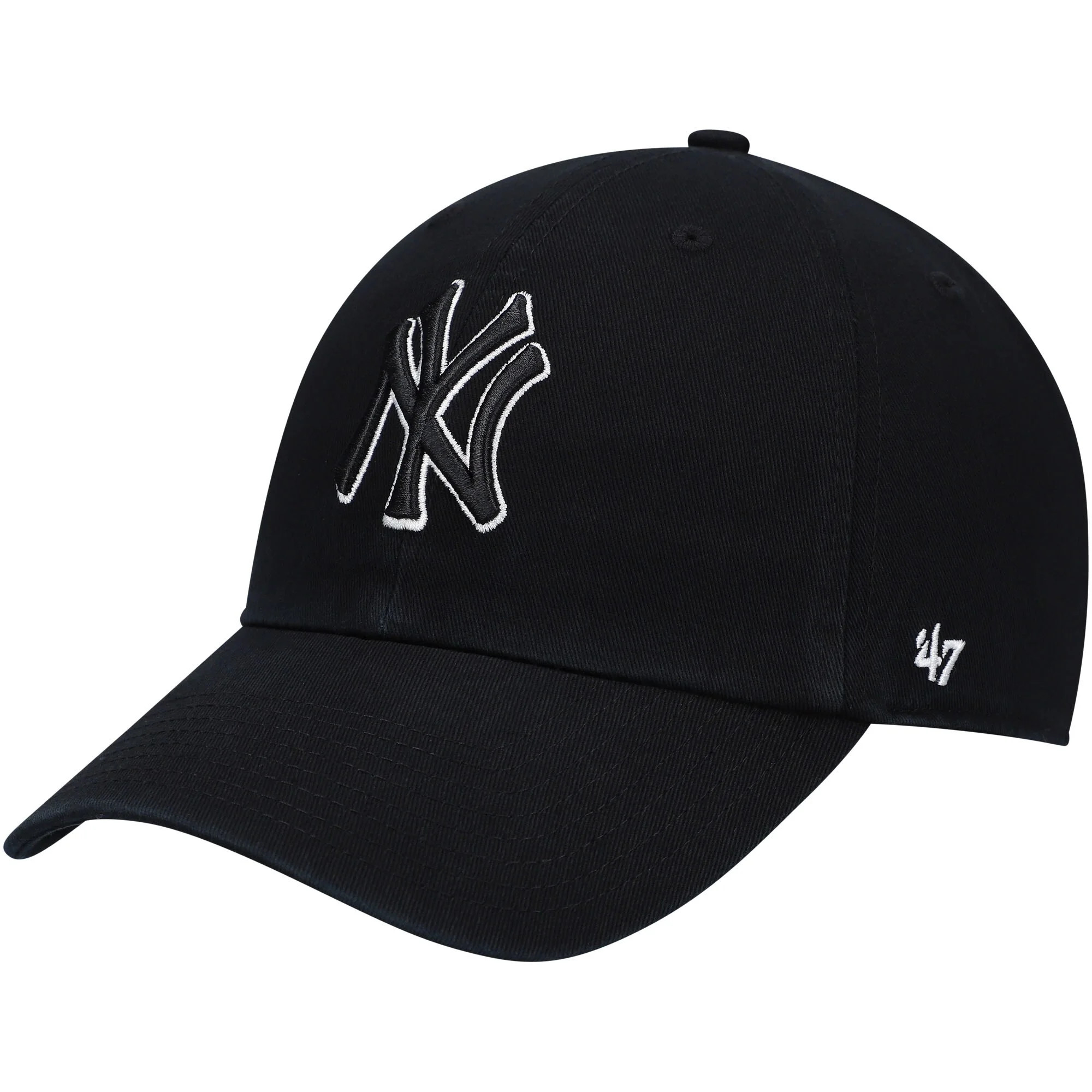 Men's '47 New York Yankees Black on Black Logo Clean Up Adjustable Hat - OSFA - Walmart.com | Walmart (US)