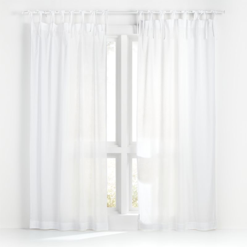 96" Sheer Dobby White Curtain Panel | Crate & Kids | Crate & Barrel