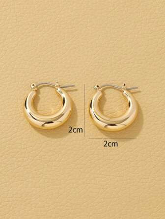 1pair Metallic Vibe Circle Hoop Earrings | SHEIN