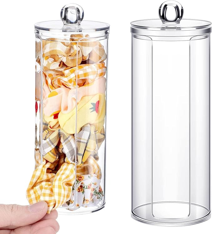 CHENGU 2 Pcs Acrylic Scrunchie Holder Organizer 5.74 x 2.6 Inches Clear Scrunchie Holder Stand Ha... | Amazon (US)