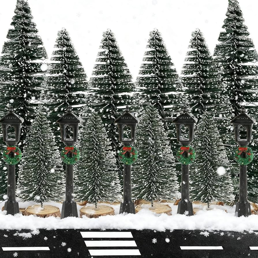 Rileryan 18 PCS Christmas Village Trees Mini Christmas Village Accessories Set Christmas Trees Ro... | Amazon (US)