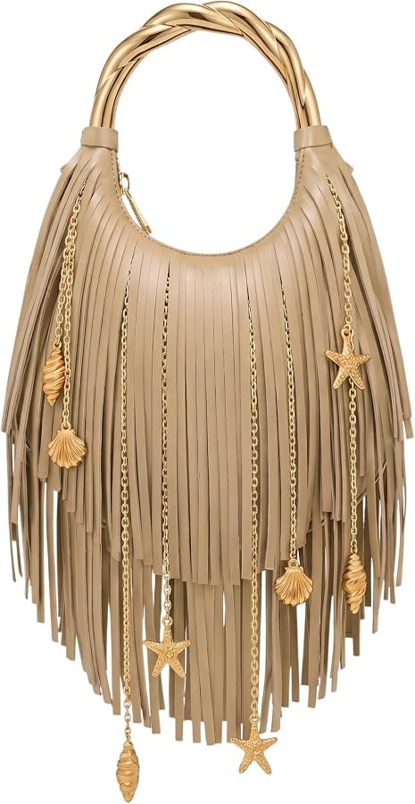 JW PEI Women's Chloe Metal Handle Fringe Top Handbag | Amazon (US)
