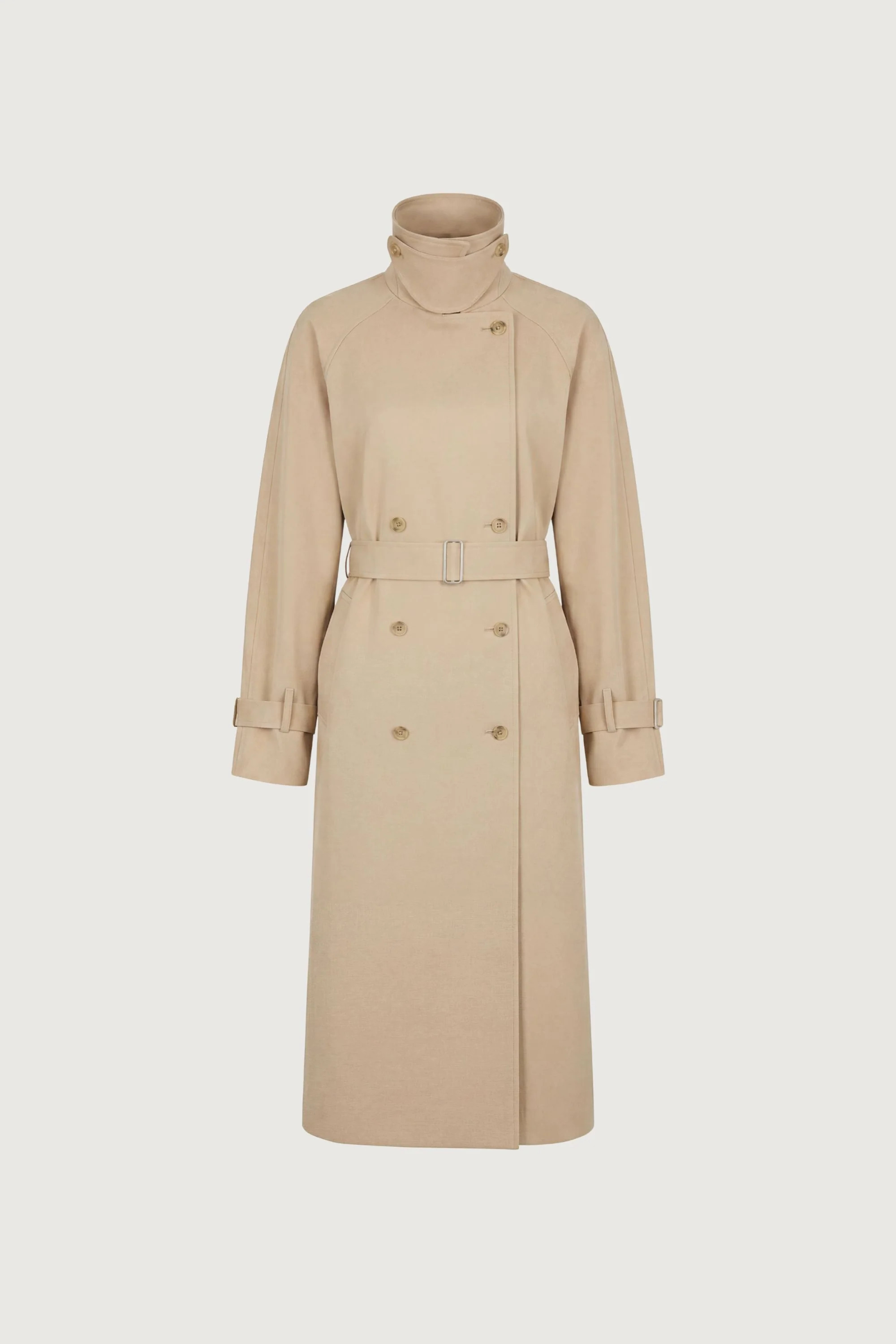 OVERSIZED TRENCH COAT WITH FUNNEL NECK Beige / Medium | OAK + FORT