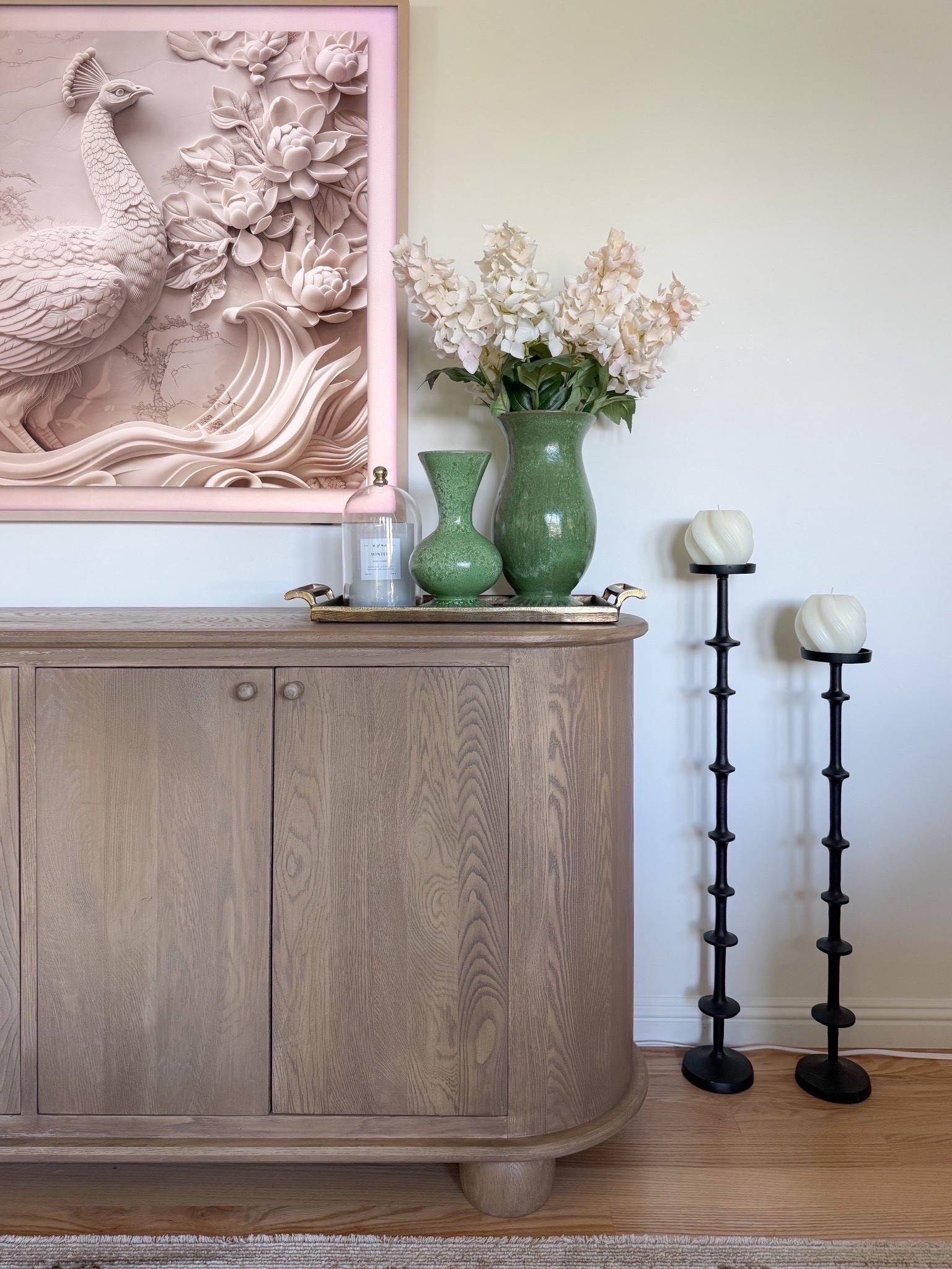 Living room sideboard styling with new Target spring decor! I used 3 bunches of the hydrangea (they come in 2’s)!

#LTKvlog #LTKSaleAlert #LTKHome