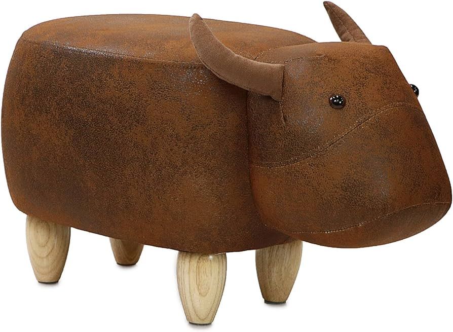 CRITTER SITTERS 14-in. Seat Height Brown Cow Animal Shape Ottoman - Furniture for Nursery, Bedroo... | Amazon (US)