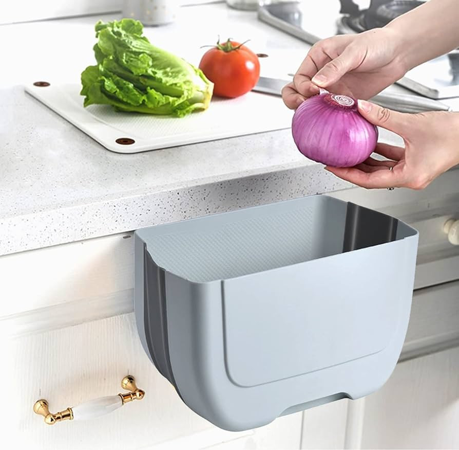 Hanging Folding Mini Trash Can for Kitchen Cabinet Door, Small Collapsible Garbage Bin Under Sink... | Amazon (US)