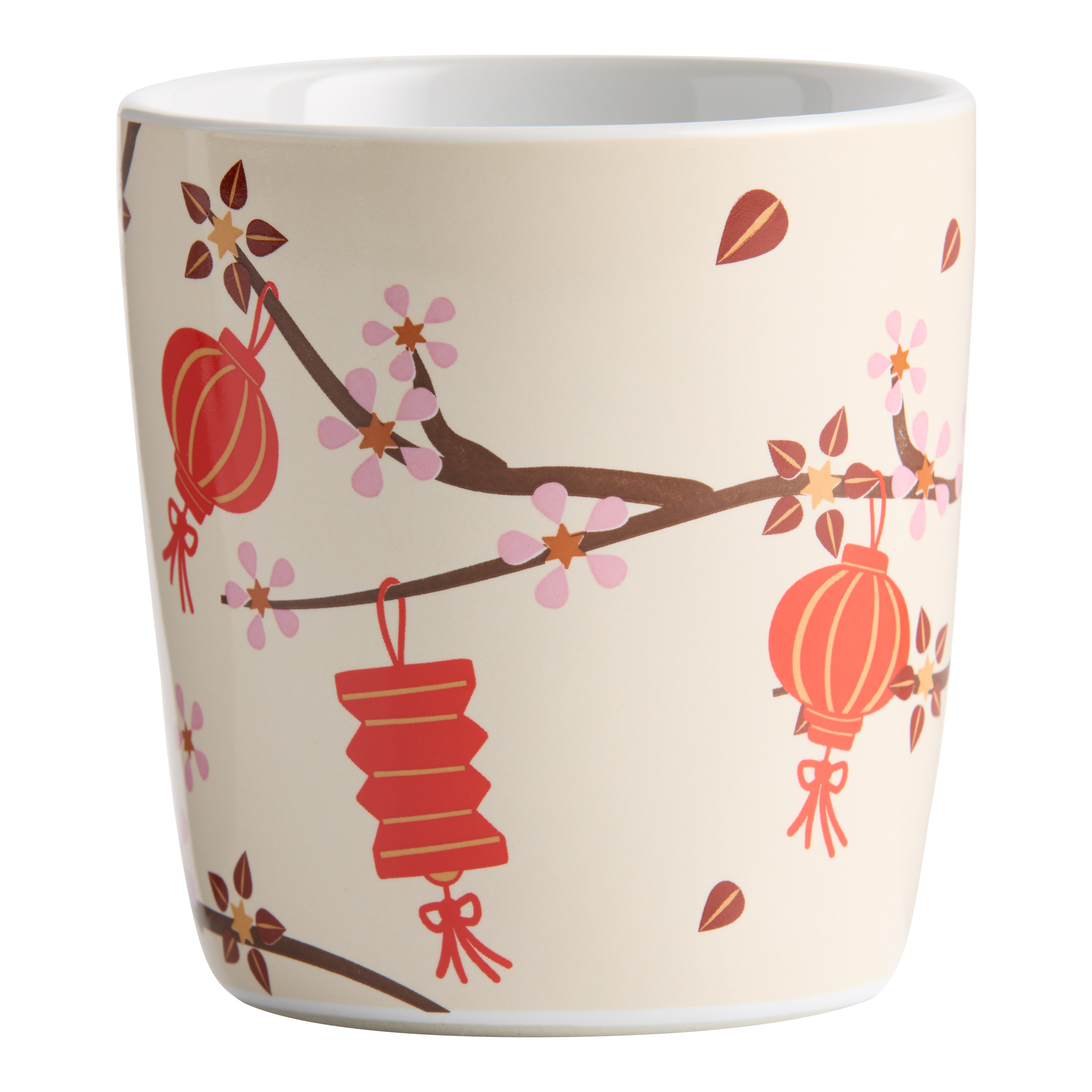 Pink Cherry Blossom and Red Lantern Ceramic Teacup | World Market