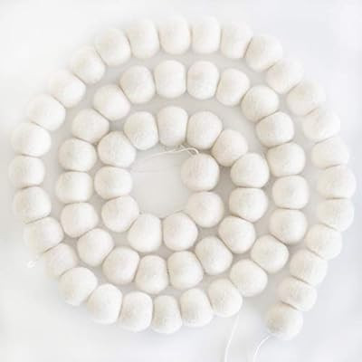Decomod 100% Wool Felt Ball Garlands Pom Pom 5FT Long 65 Balls - Large (White) | Amazon (US)