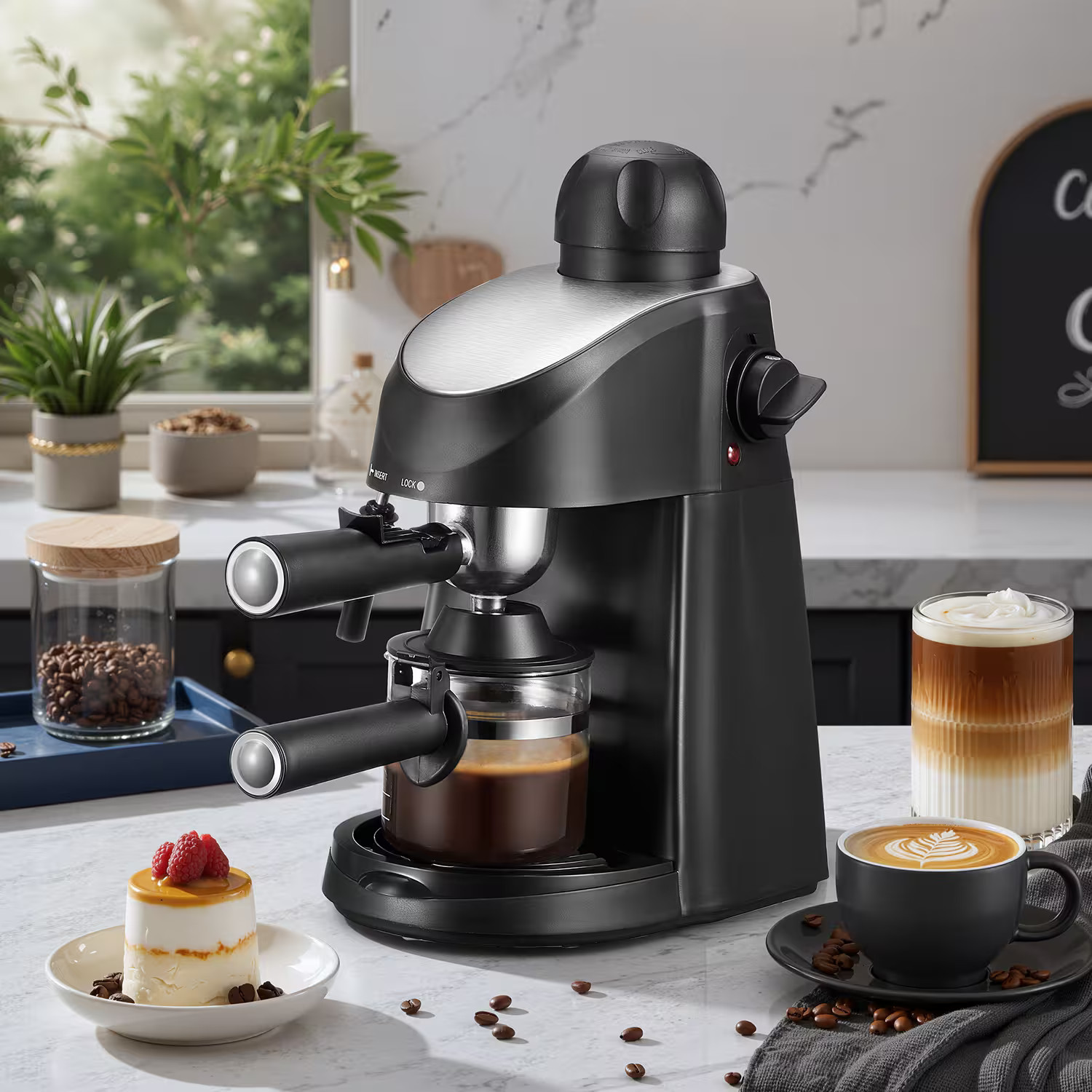 KEINVE - Espresso Machine, 3.5Bar Espresso Coffee Maker, Espresso and Cappuccino Machine with Milk Frother with Steamer - Black | Best Buy U.S.