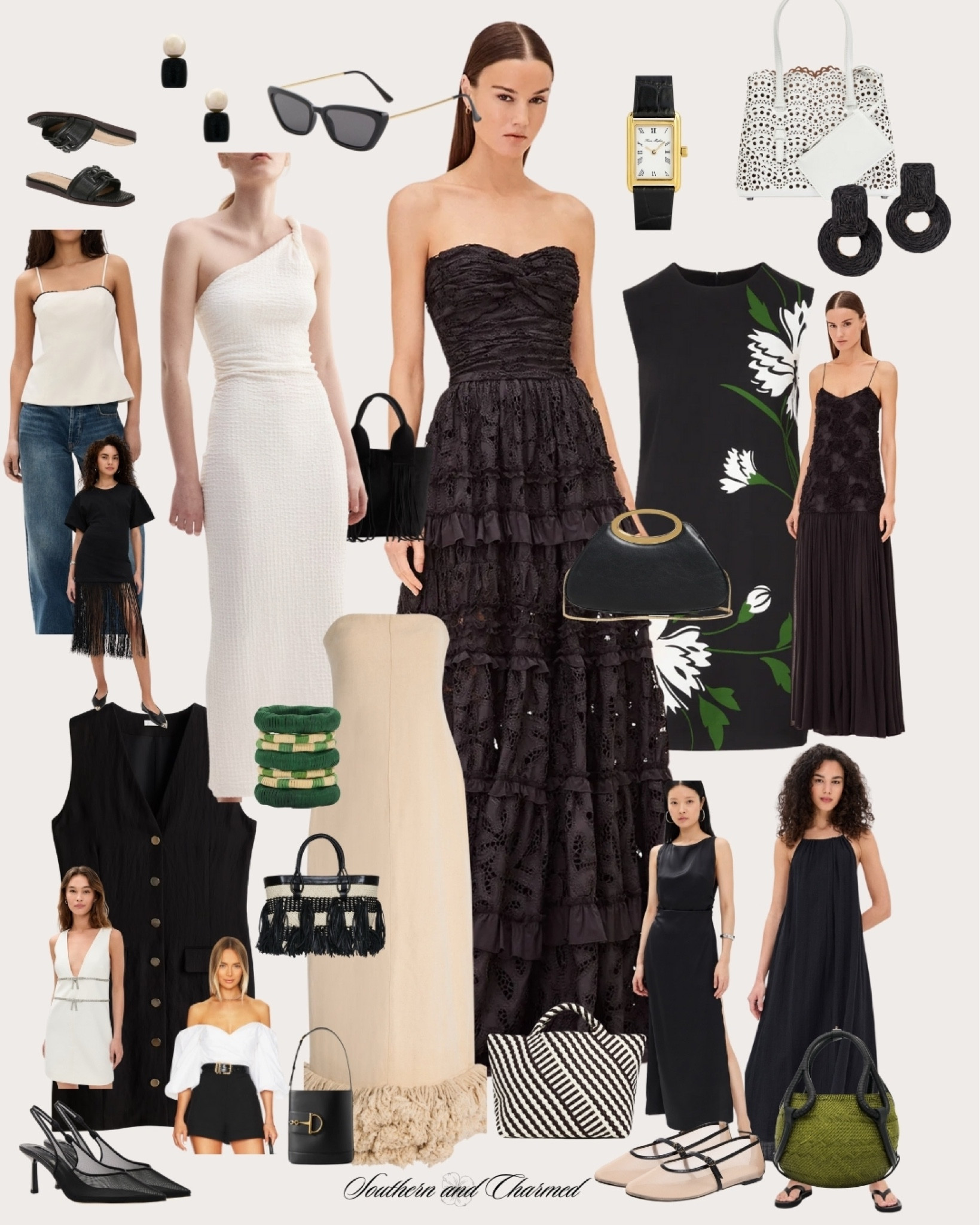 Black evening gown, spring wedding guest dress, black and white resort, green floral and black dress, white one shoulder dress, spring break style, resort wear, bunk friendly, destination wedding, bridal, honeymoon 

#LTKBump #LTKSeasonal #LTKSwim