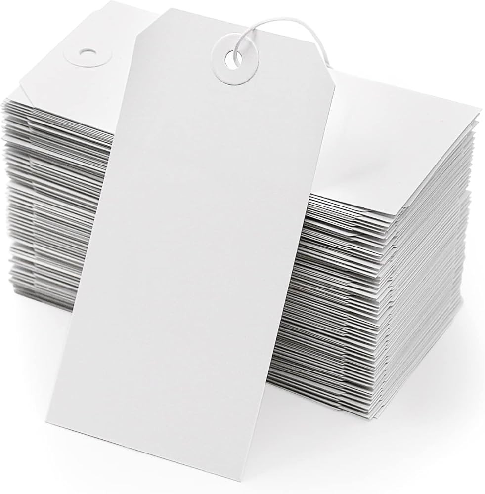 White Blank Shipping Tags with String - Coideal 120 Pcs Strung Cardstock Hanging Paper Tag Attach... | Amazon (US)