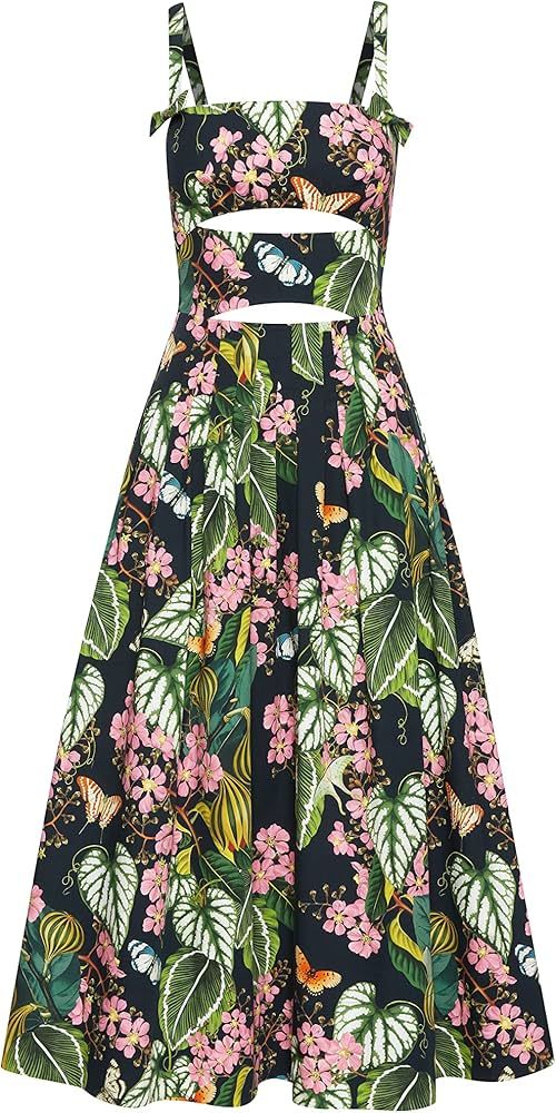 Amazon.com: Oscar de la Renta, Mixed Botanical Cutout Midi Dress, Navy Multi, 16 : Luxury Stores | Amazon (US)