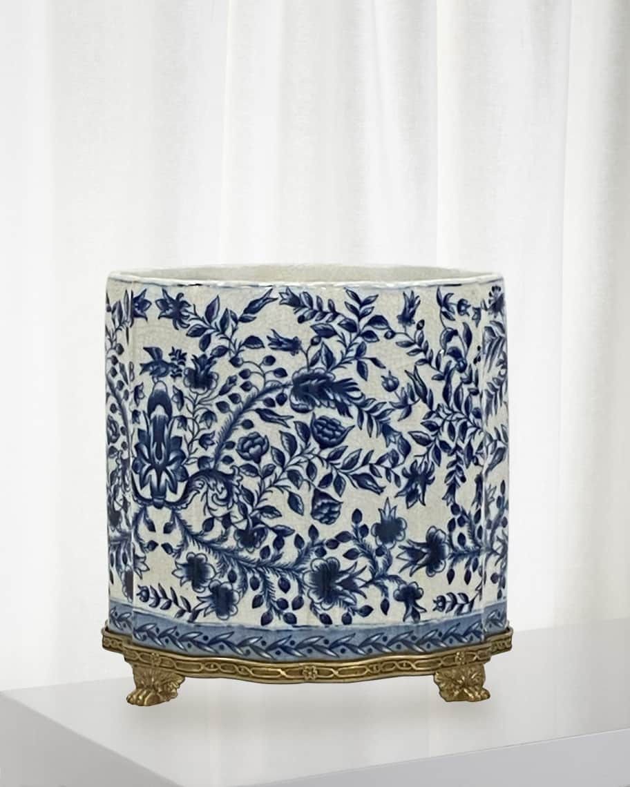 Winward Home Blue and White High Box | Neiman Marcus