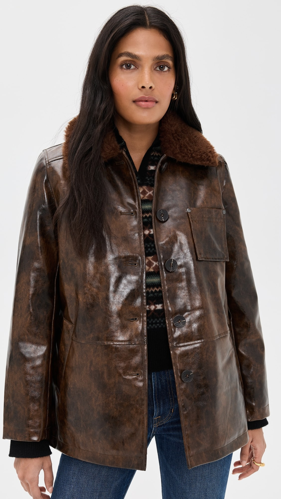 Faux Leather Relaxed Aviator Jacket | Shopbop