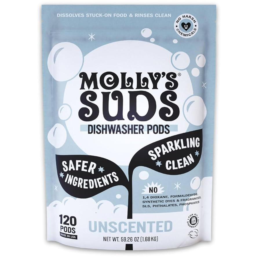 Molly's Suds Dishwasher Pods | Clean Dishwasher Detergent, Cuts Grease & Rinses Clean (Residue-Fr... | Amazon (US)