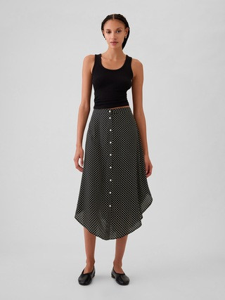 Crepe Handkerchief Hem Midi Skirt | Gap (US)