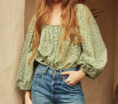 JACQUI TOP -- GREEN COTTAGE DAISY FLORAL | DOEN