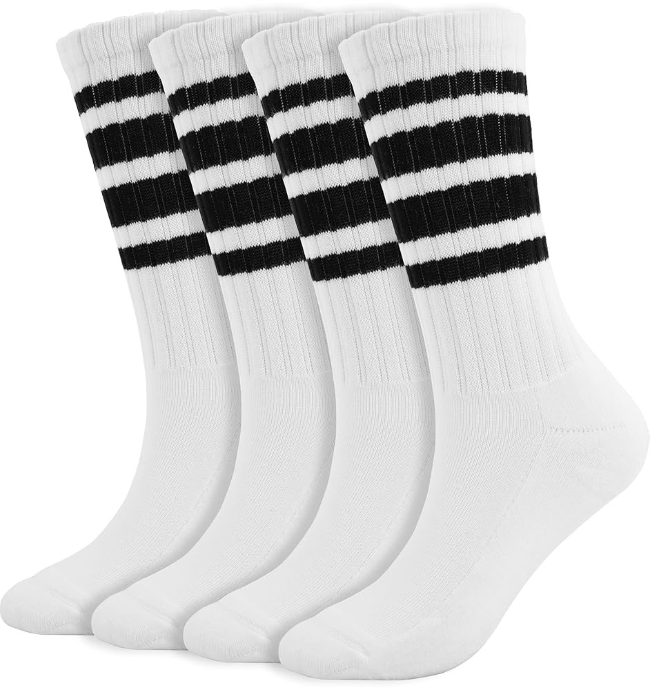 BomKinta Striped Crew Socks Women - Retro Novelty Socks - Stretchy Casual Athletic Cotton Sock Si... | Amazon (US)