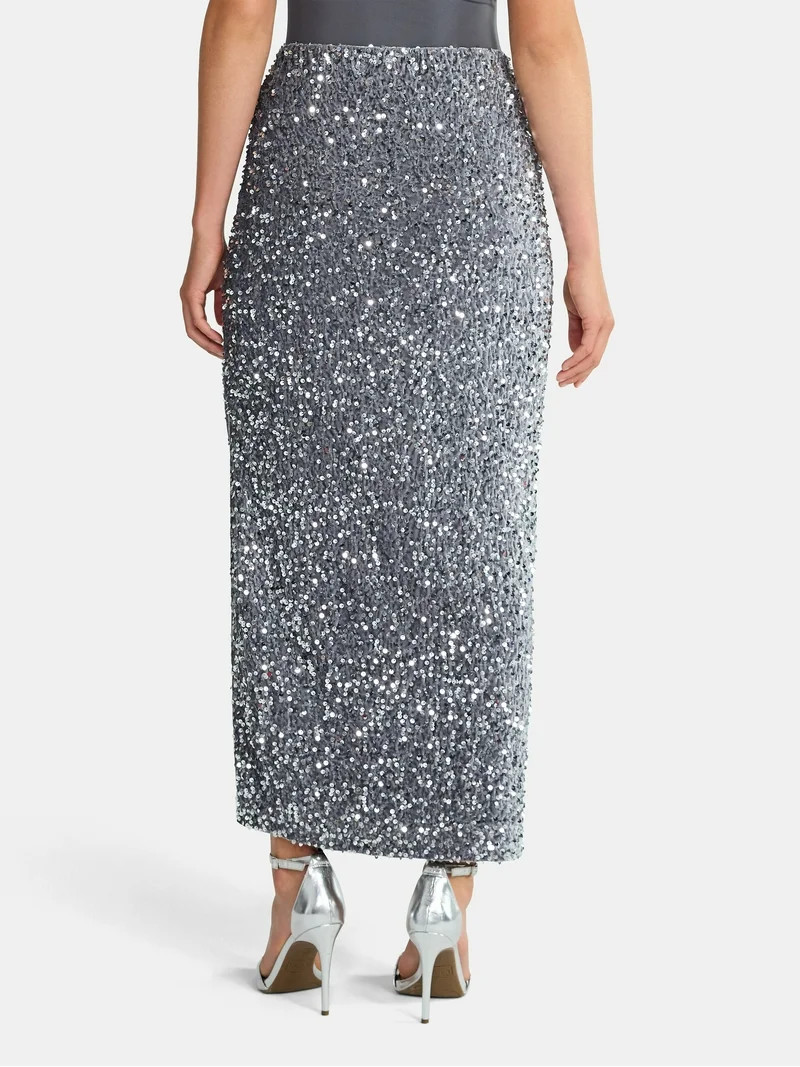 Madden NYC Women's Sequin Velour Maxi Skirt, Sizes XXS-XXL | Walmart (US)