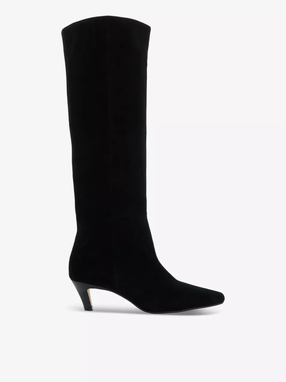 Slink square-toe suede knee-high boots | Selfridges