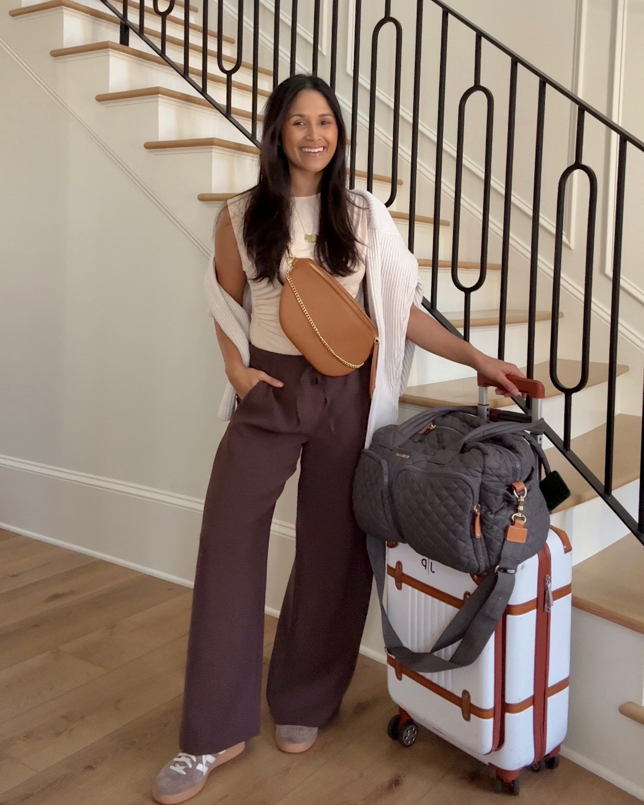 Linking my travel outfit here because you know how much I love these crepette pants from @Aritzia  that are wrinkle resistant. I own them in 3 colors and am considering more! Also, take 20% OFF my Beck sling bag with code: HAUTE20
#giginewyork #slingbag



#LTKPetite #LTKootd #LTKTravel