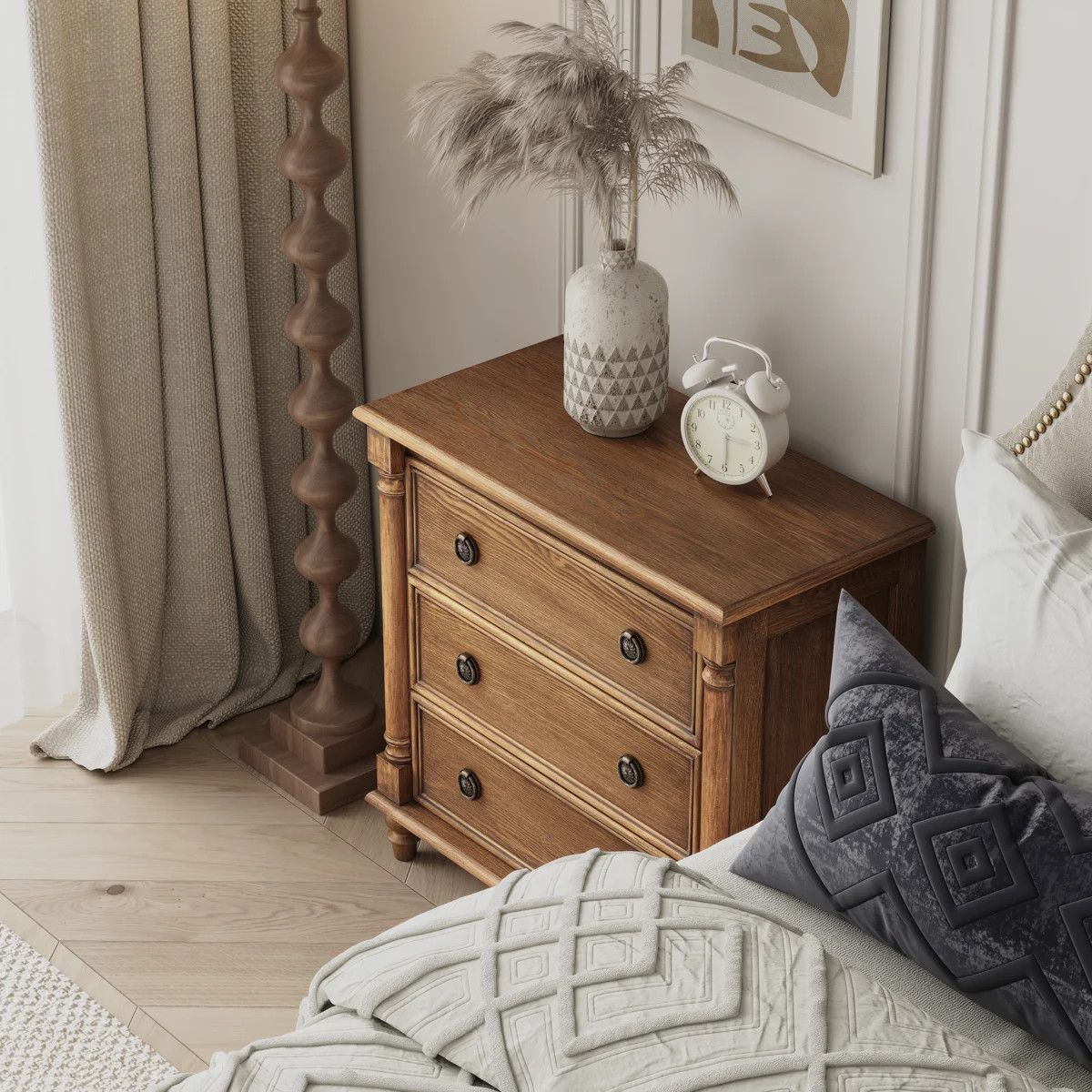 Farmhouse 3 Drawer Chest of Drawers with Turned Column Design | Wayfair North America