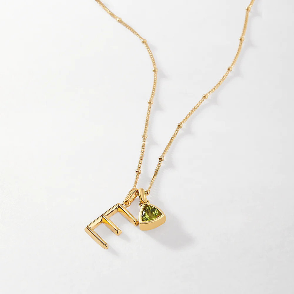 Initial & Birthstone Necklace - Gold | Edge of Ember Ltd