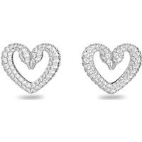 Silver Una Cubic Zirconia Heart Swan Stud Earrings | Goldsmiths