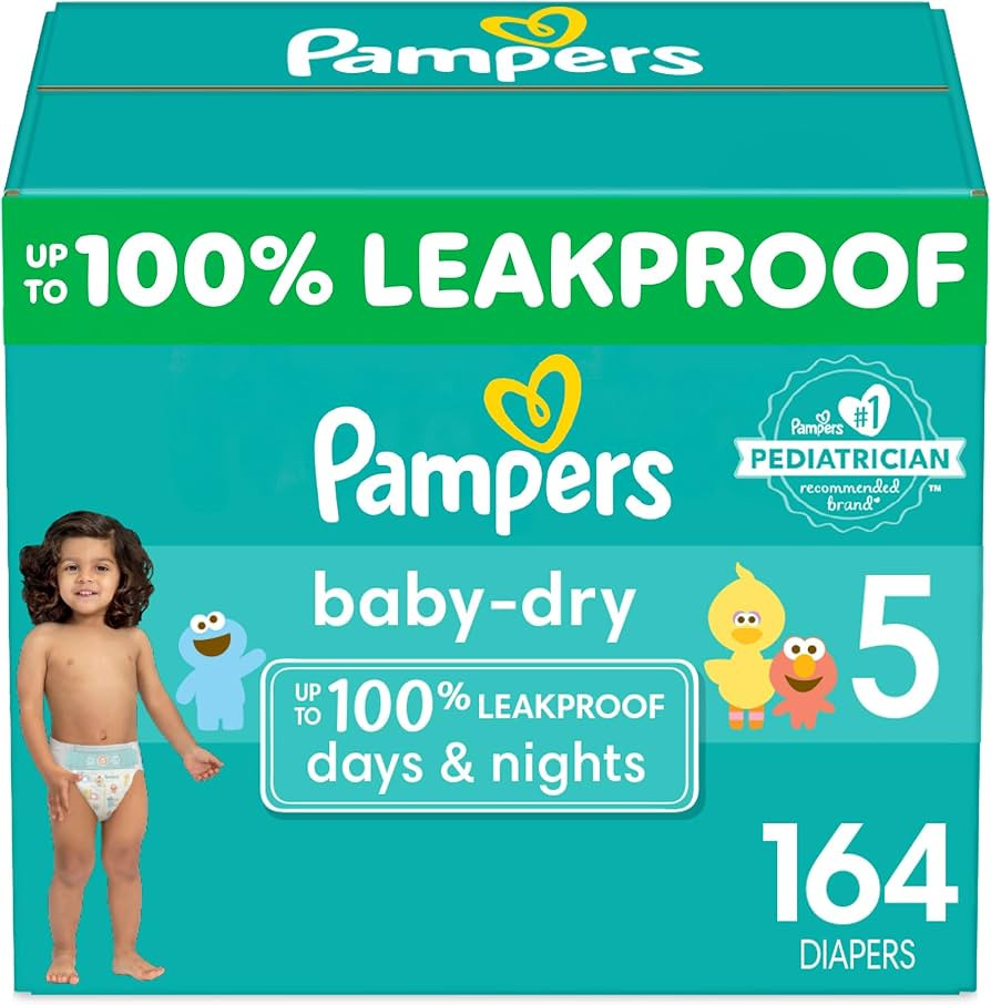 Pampers Baby Dry Diapers - Size 5, One Month Supply (164 Count), Absorbent Disposable Diapers | Amazon (US)