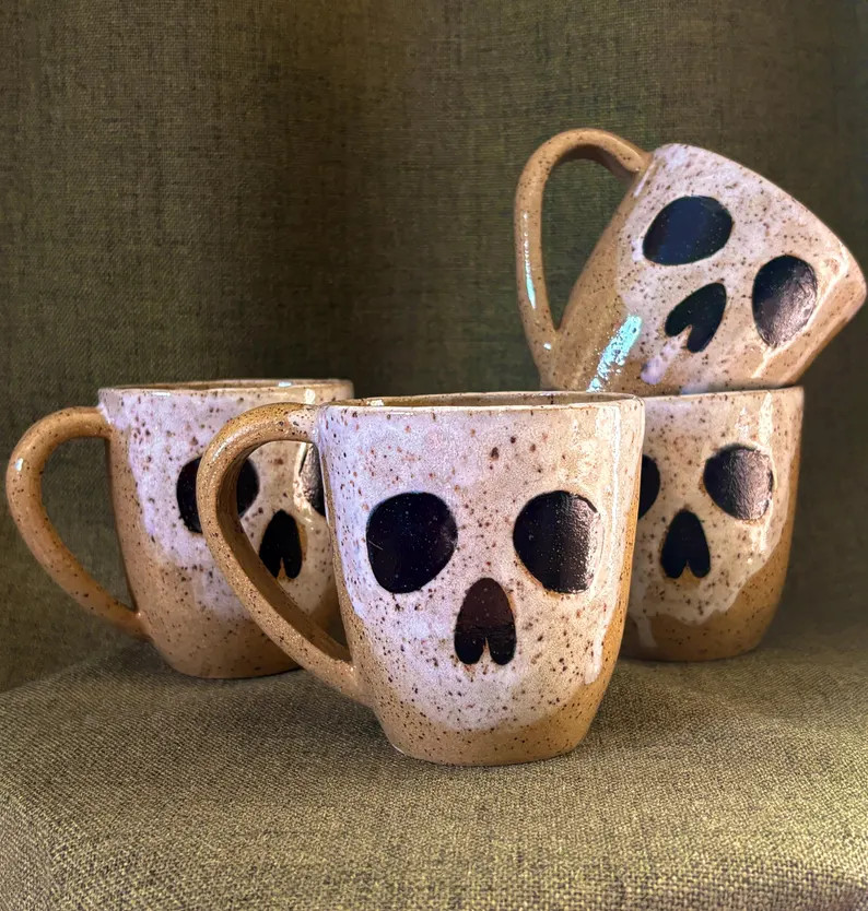 Halloween Mug | spooky skull mug | Handmade Ceramic Coffee Cup - 12oz | Etsy (Global)